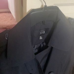 Bluish black short trench coat, almost new for your petite daughter.